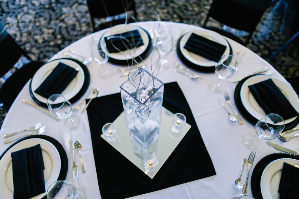 Table and place setting at party