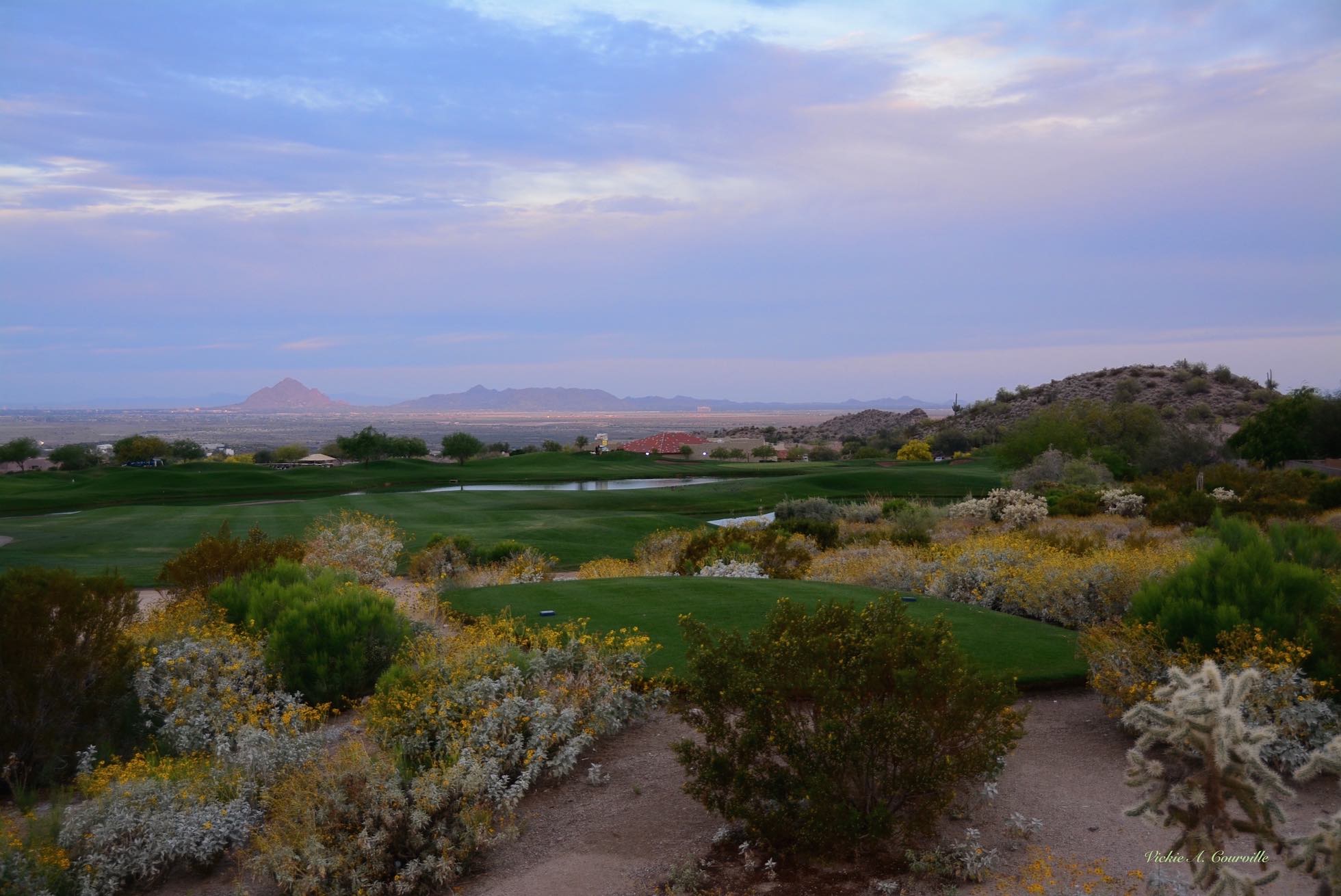 Evening panorama view of Las Sendas Golf Course